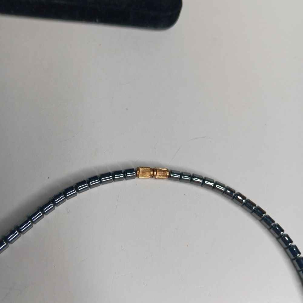 Black Beaded Necklace with Circular Pendant - Picture 7 of 7